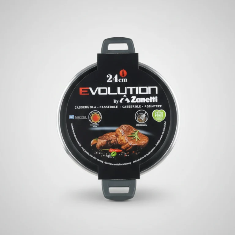 Zanetti Evolution Casseruola Antiaderente 24 cm con Coperchio | Fondo Induzione | Spessore 4 mm | Doppio Manico Soft Touch