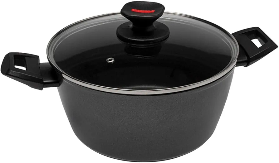 Zanetti Evolution Casseruola Antiaderente 24 cm con Coperchio | Fondo Induzione | Spessore 4 mm | Doppio Manico Soft Touch