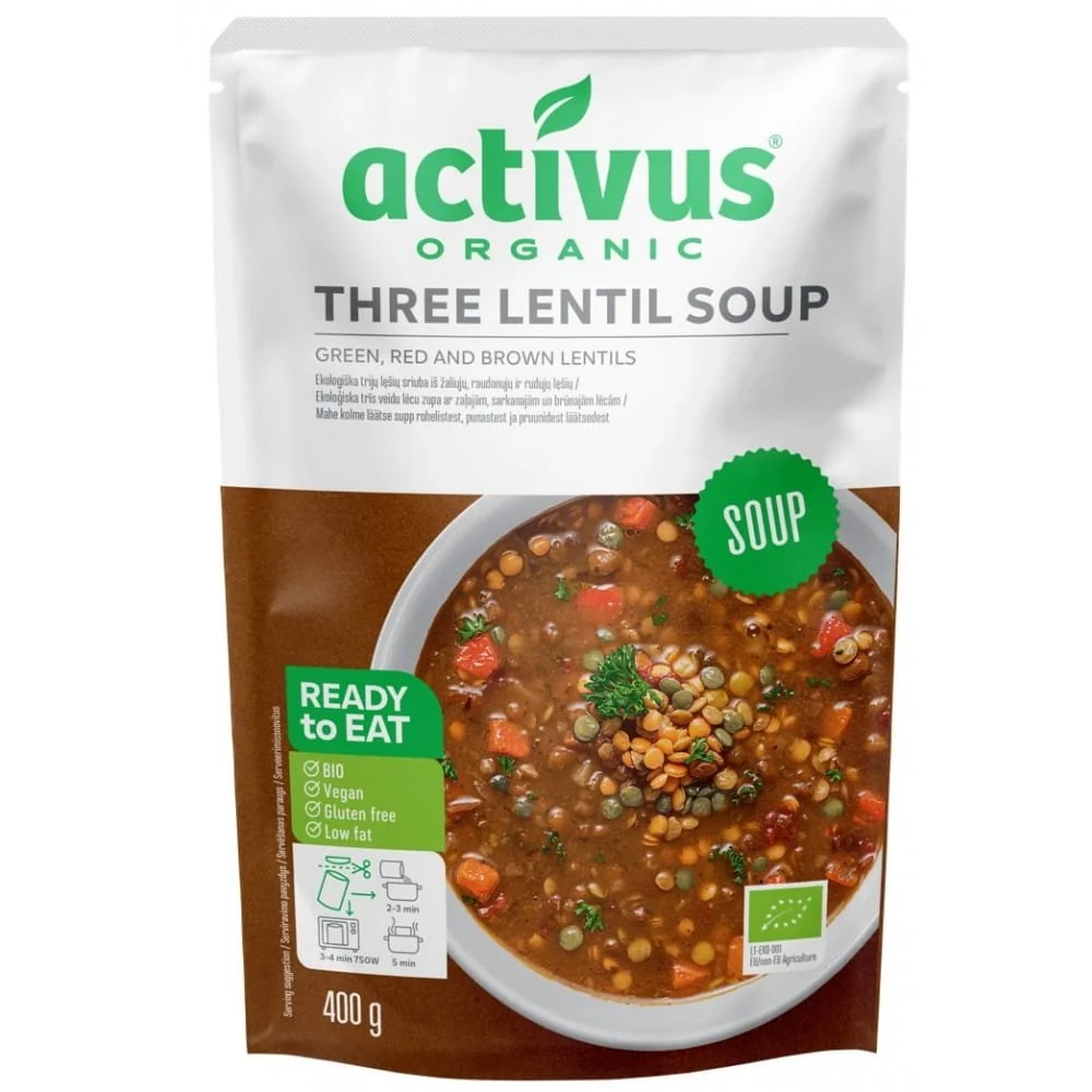 Zuppa di lenticchie tre tipi con lenticchie verdi, rosse e marroni BIO 400 g
