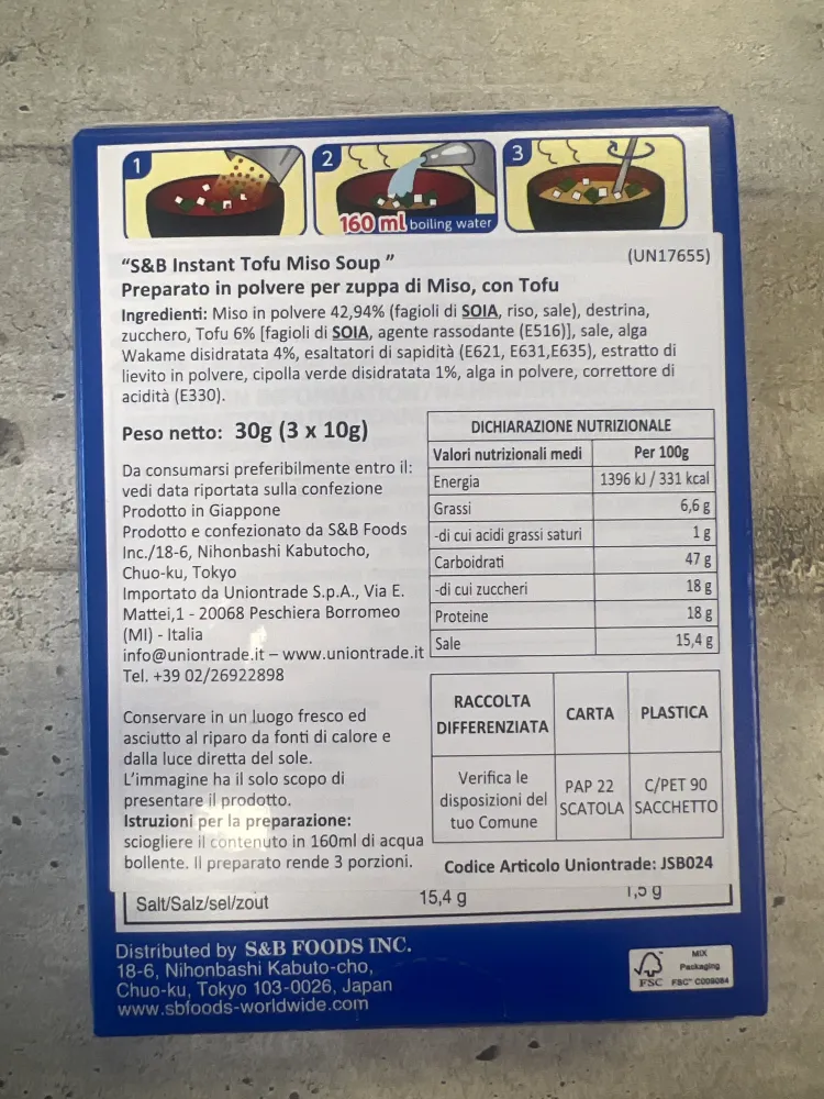 S&B - Zuppa di Miso con Tofu 30g