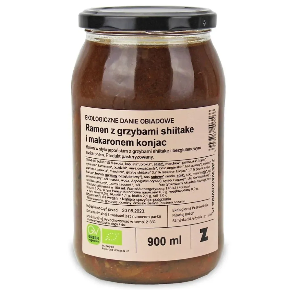 Zuppa ramen con funghi shiitake e noodles di konjac BIO 900 ml - ZAKWASOWNIA