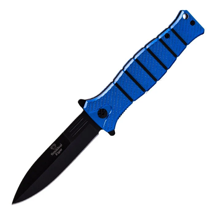 Snake Eye - 8" Blue Striking Fish Pattern Portatile Pocket Knife