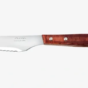 Coltello Bistecca Legno di Pioppo Compresso Tinta Rossa 110 mm per Adulti