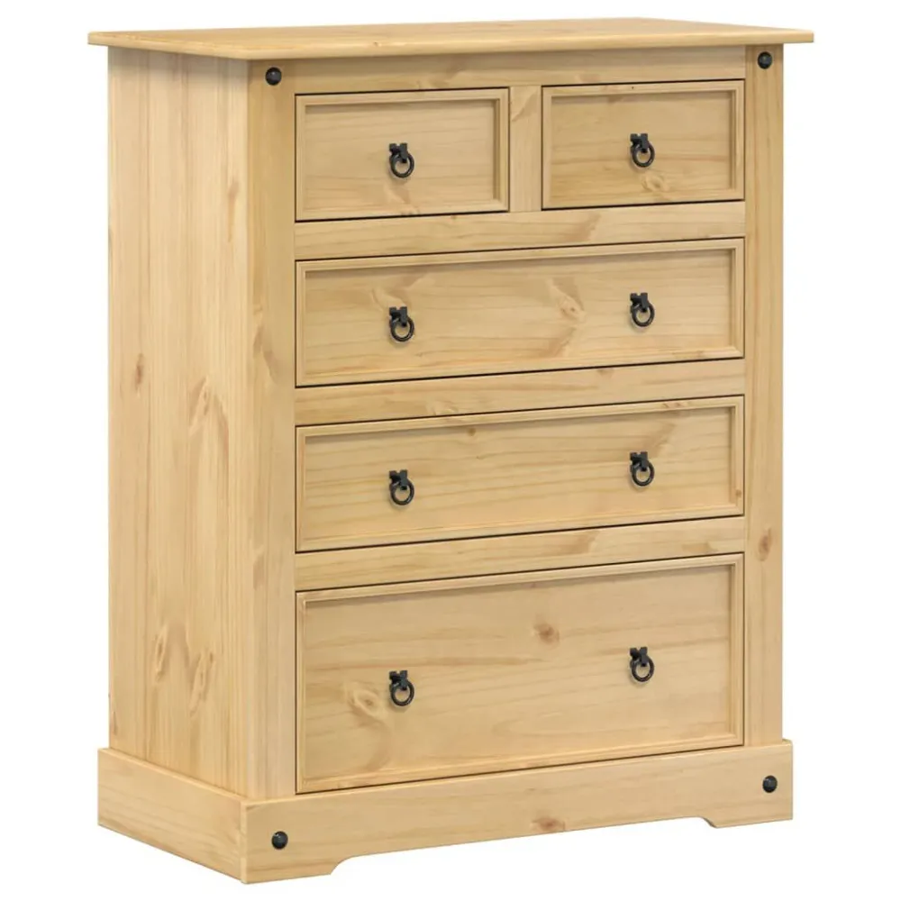 Cassettiera Corona 92x48x114 cm Legno Massello di Pino