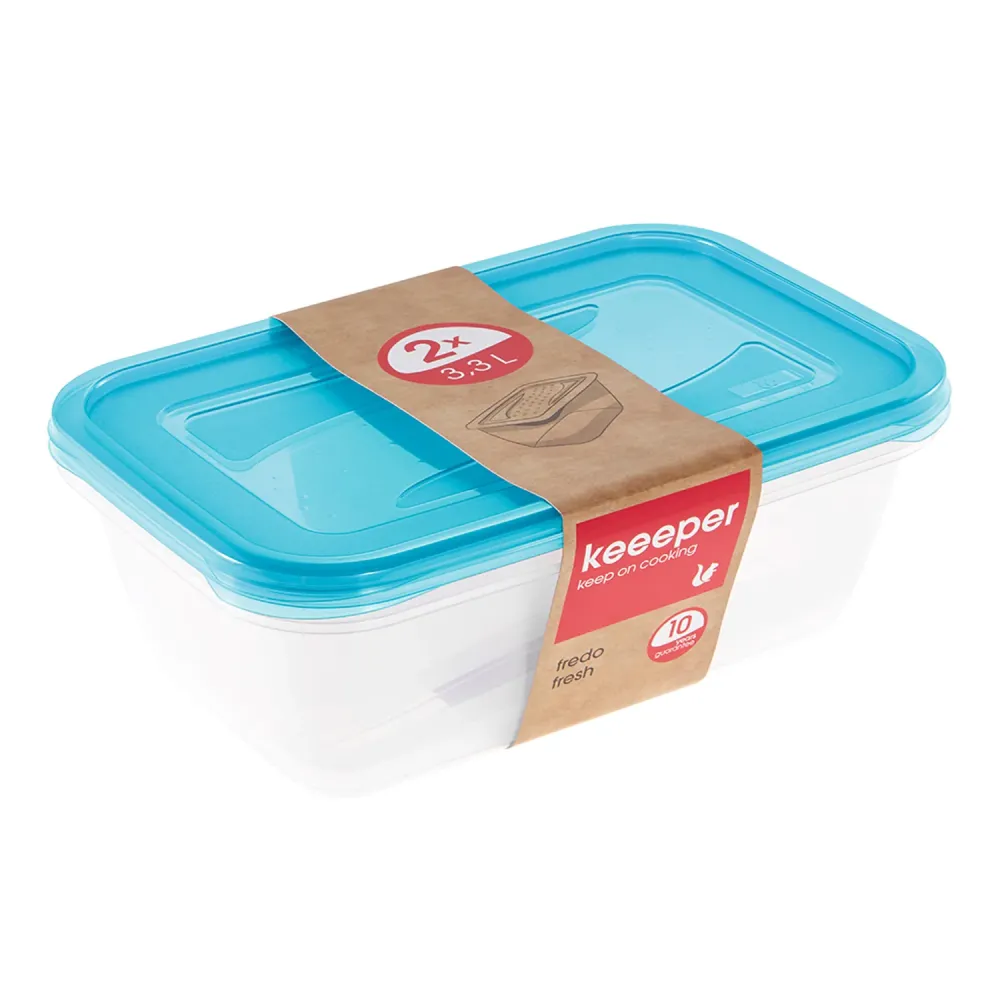 Keeeper Fredo Fresh Food Container Set Fridge Freezer Dishwasher Safe 3 x 1.25L Impilabile