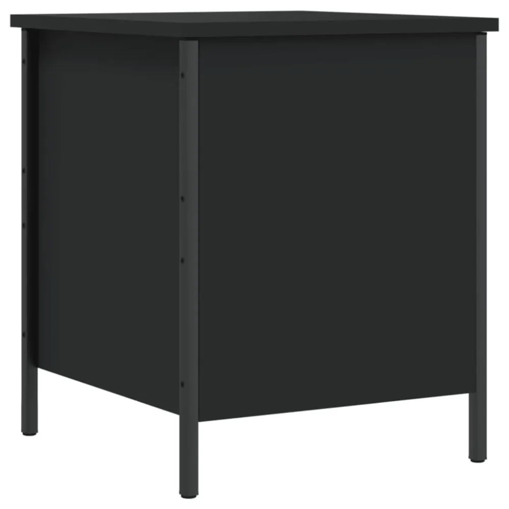 Panca Portaoggetti Nera 40x42,5x50 cm Legno Multistrato