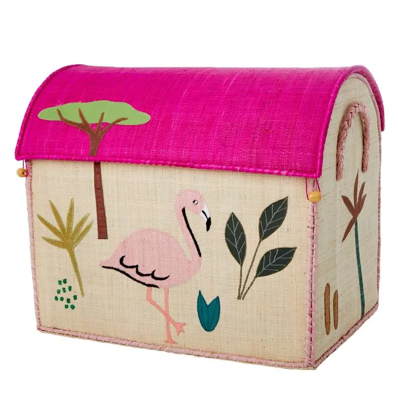 RICE Raffia Casa di Stoccaggio - Animali della Giungla - Rosa - Vasto