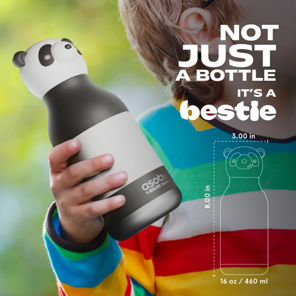 Asobu Bottiglia termica con cannuccia Bestie - Panda 460 ml
