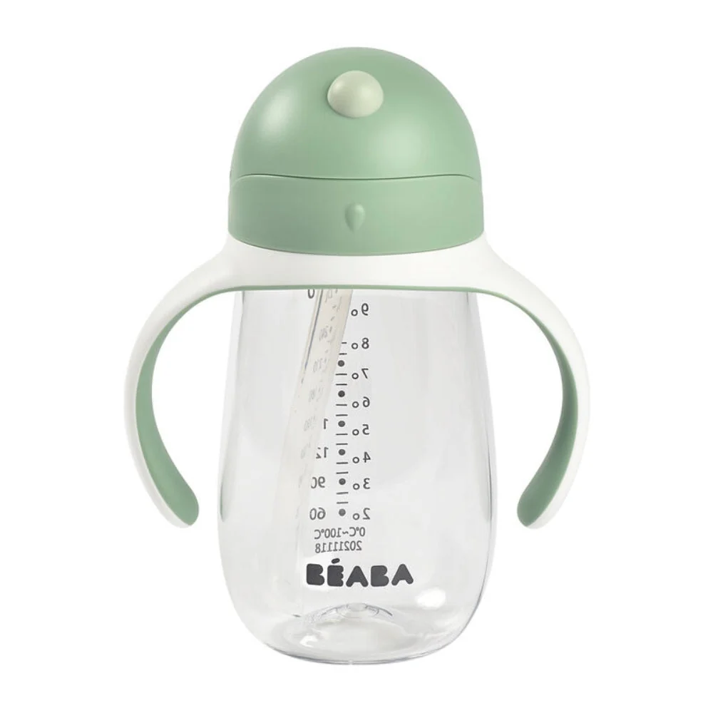 Beaba Bottiglia gocciolatore tritan con cannuccia 300 ml Verde salvia