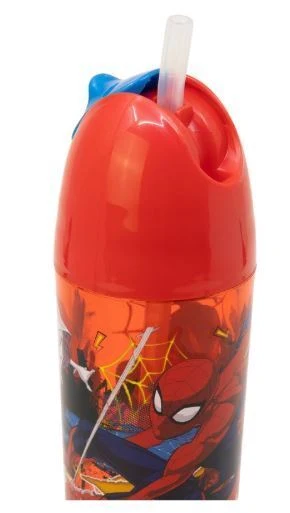 Borraccia Sportiva Space Spiderman 280 ml - Con Cannuccia Richiudibile | Bottiglia per Bambini, Ideale per Scuola e Sport