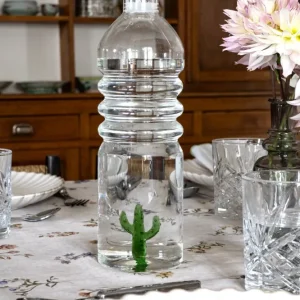 Bottiglia di vetro con figura di cactus