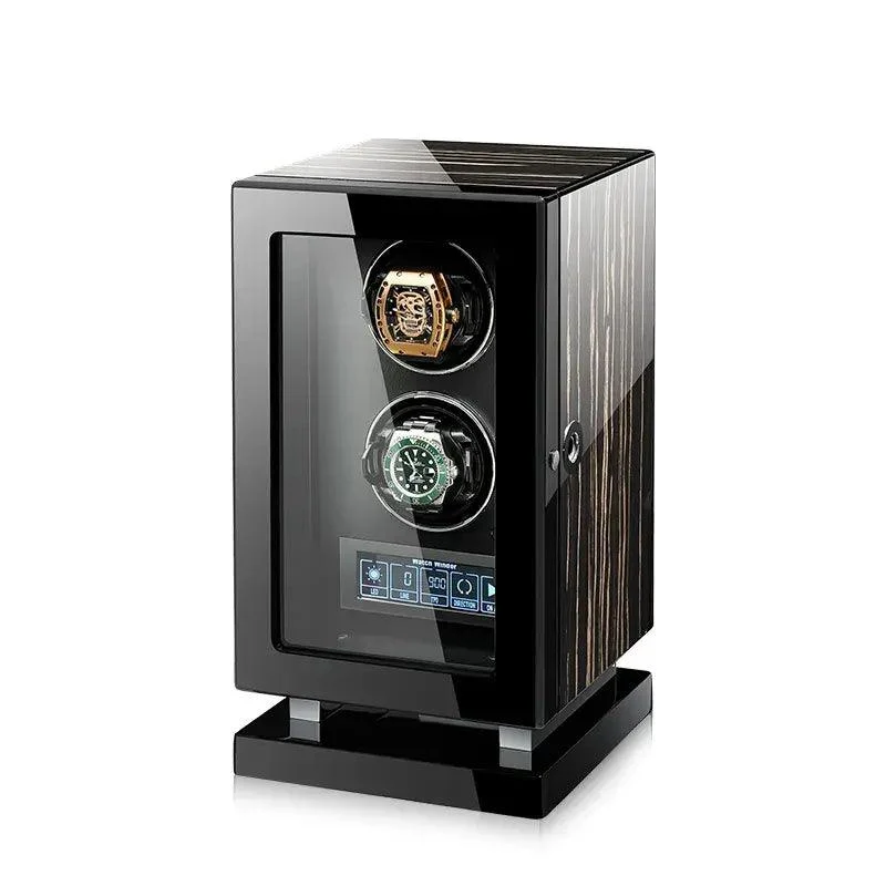 Capodagli scatola cofanetto rotore carica 2 orologi legno con serratura e luce MQ6302