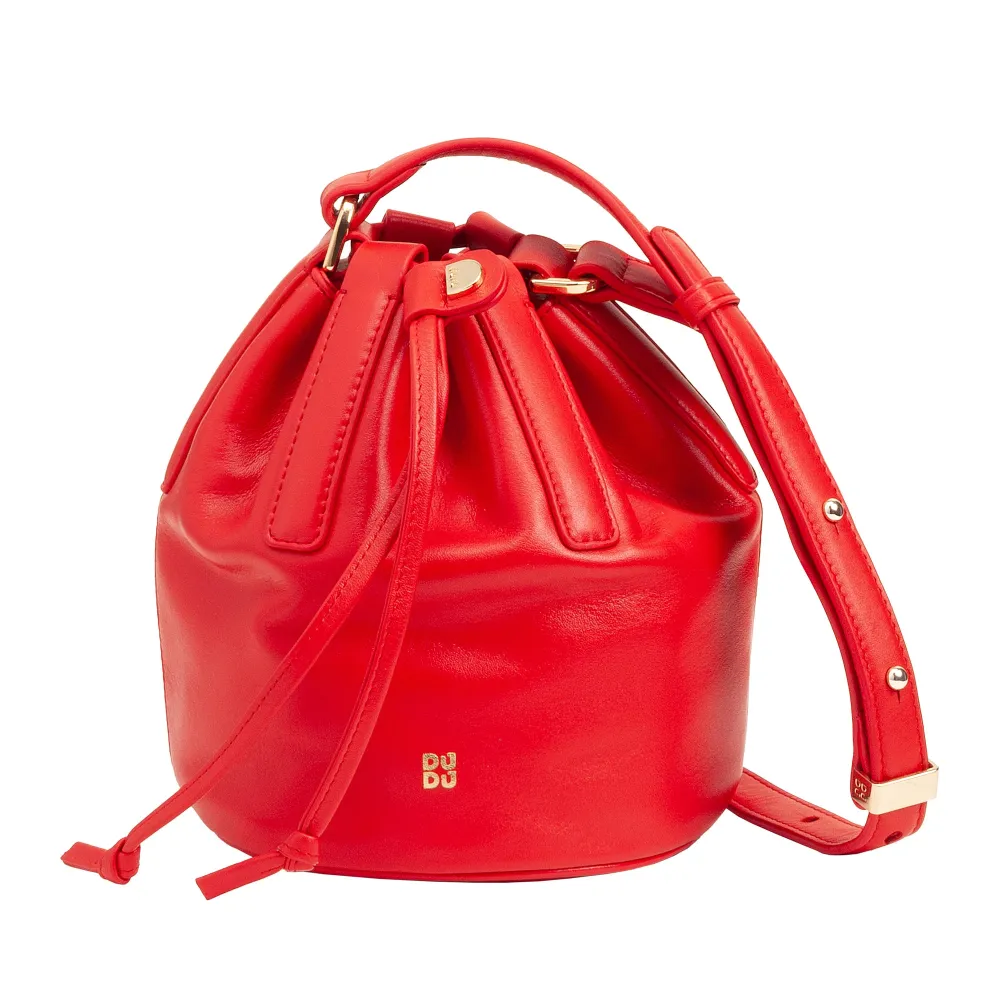 DUDU Piccola Borsa Secchiello da Donna Vera Pelle con Tracolla Regolabile e Chiusura Coulisse – Borsa Tracolla Elegante e...