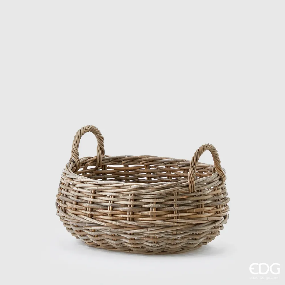 EDG Enzo De Gasperi Cesto Ovale Rattan con Manici D46 cm