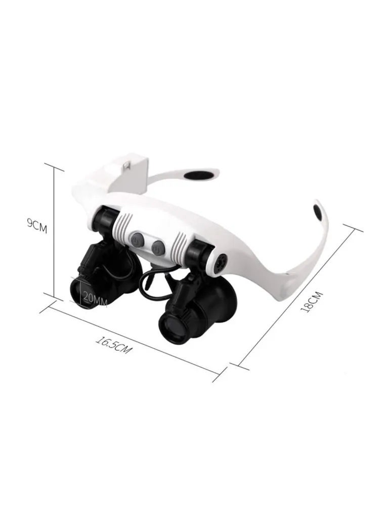 OCCHIALI LENTE D'INGRANDIMENTO 25X CON 2 LUCI LED PER RIPARAZIONE OROLOGI