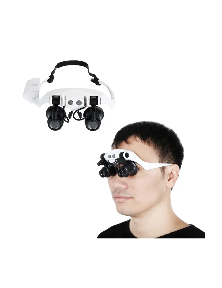 OCCHIALI LENTE D'INGRANDIMENTO 25X CON 2 LUCI LED PER RIPARAZIONE OROLOGI