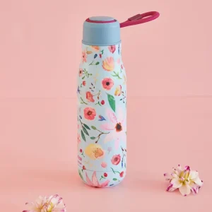 Rice - Bottiglia termica bevanda caldo/freddo azzurra con fiori 500 ml
