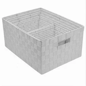 Set 21 Pz Box Scatola Tessuto Portaoggetti Organizer Con Manici Bianco 79085