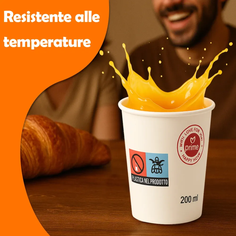 1000 Bicchieri Acqua o Bibita Monouso Capacità 200ml Tazzina Carta Usa e Getta