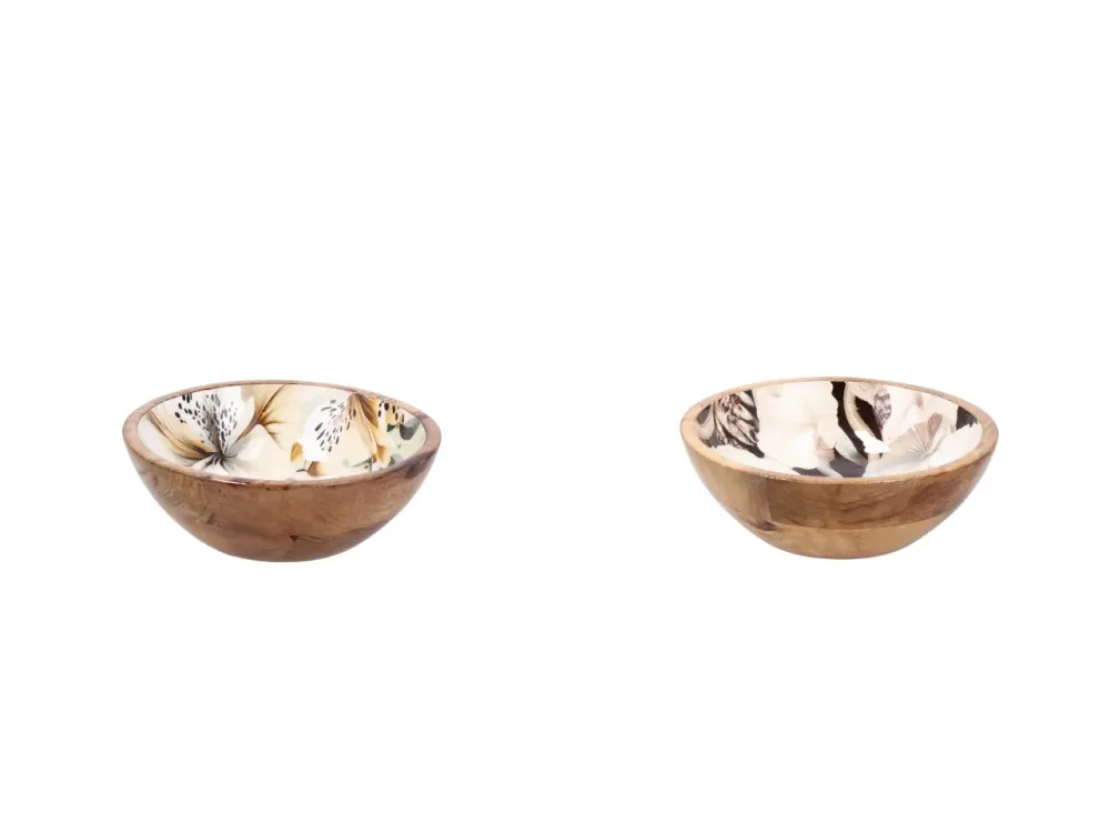 Abel ciotola 20xh.7cm legno con decorazione floreale, 2 assortimenti