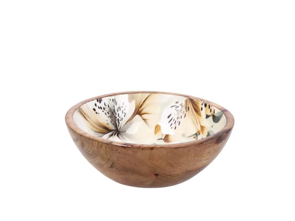 Abel ciotola 20xh.7cm legno con decorazione floreale, 2 assortimenti