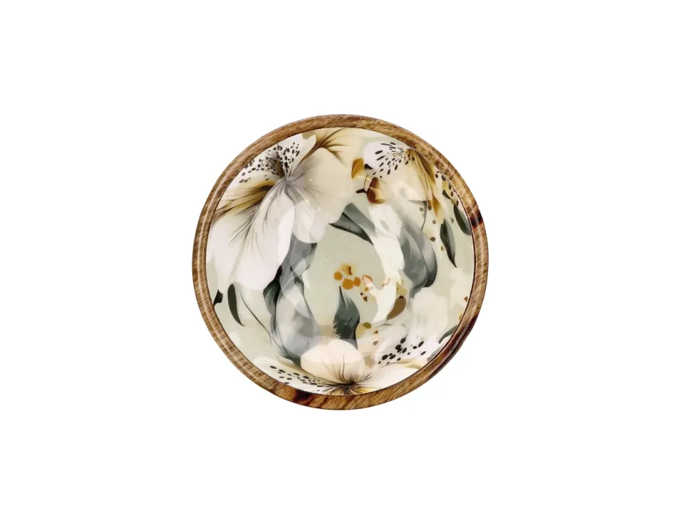 Abel ciotola 20xh.7cm legno con decorazione floreale, 2 assortimenti