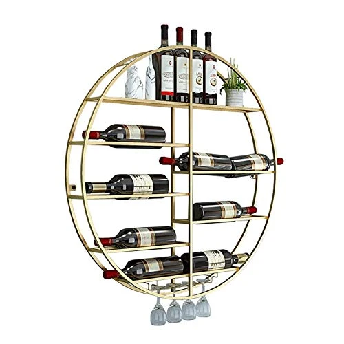 Rastrelliere per bicchieri da vino Portabicchieri rotondi, bottiglia di vino parete e porta vetro, rack metallo calice di...