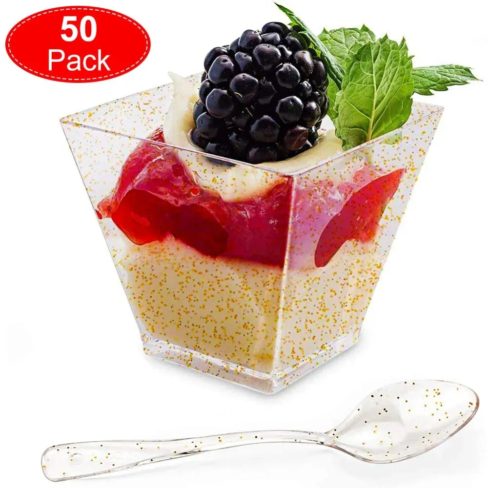 Aitsite 50 pezzi Tazze da Dessert 2oz / 60ml Coppette 60ml, Piazza