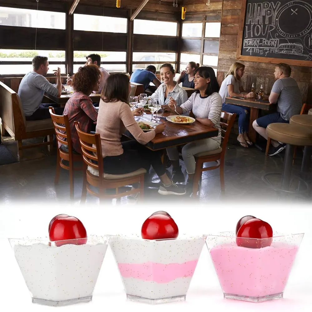 Aitsite 50 pezzi Tazze da Dessert 2oz / 60ml Coppette 60ml, Piazza