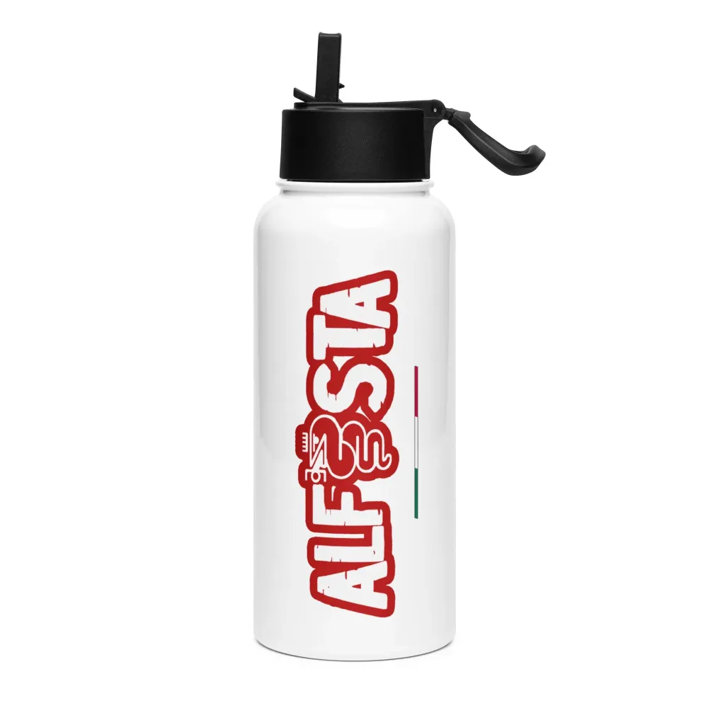 Borraccia acciaio inossidabile con coperchio e cannuccia logo Alfista Alfista Shop