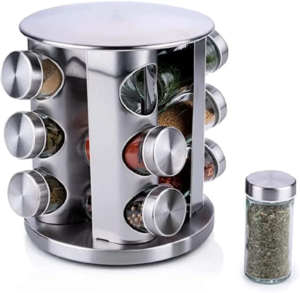 Portaspezie Girevole 360° con 12 Barattoli - Organizer Spezie da Cucina Ø19cm alpina
