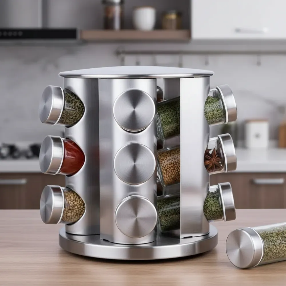 Portaspezie Girevole 360° con 12 Barattoli - Organizer Spezie da Cucina Ø19cm alpina