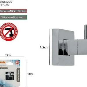Appendino Gancio Appendi Porta Asciugamano 1 Posto Bagno Square 4,5 Cm 59179