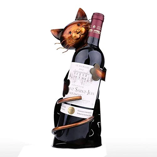 ASDFGHJKL Cat Forma di Vino Holde Rack, Scaffale Scultura Metallo Pratico Decorazione della Casa Mestieri