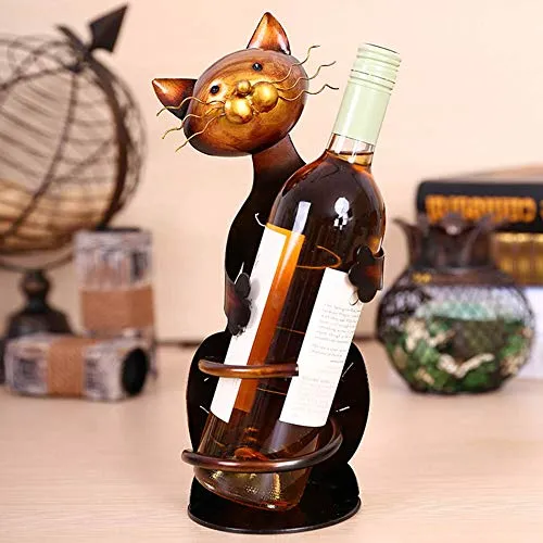 ASDFGHJKL Cat Forma di Vino Holde Rack, Scaffale Scultura Metallo Pratico Decorazione della Casa Mestieri