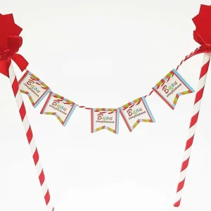 Bandierine Cannucce Torta 2 Pezzi Rosso Buon Compleanno Stella Decorazione Festa