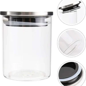 Barattolo 700ml Sottovuoto Alimenti Vetro Trasparente Per Cereali Snack Cucina