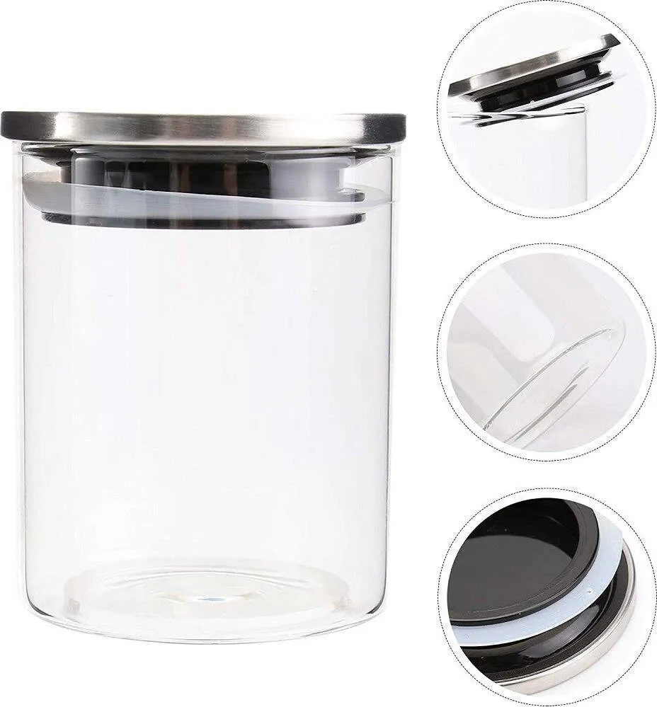 Barattolo 700ml Sottovuoto Alimenti Vetro Trasparente Per Cereali Snack Cucina