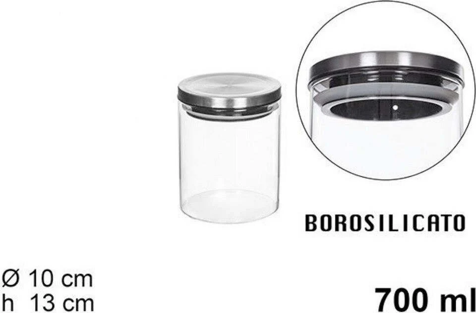 Barattolo 700ml Sottovuoto Alimenti Vetro Trasparente Per Cereali Snack Cucina