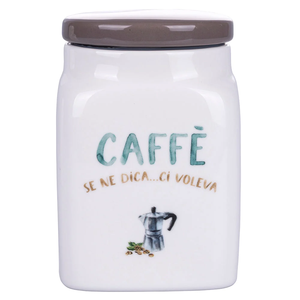 Barattolo Caffe 9,5x9,5x14,5 cm New Bone China VdE Tivoli 1996 Le Travisate Bianco