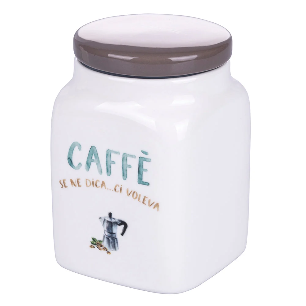 Barattolo Caffe 9,5x9,5x14,5 cm New Bone China VdE Tivoli 1996 Le Travisate Bianco