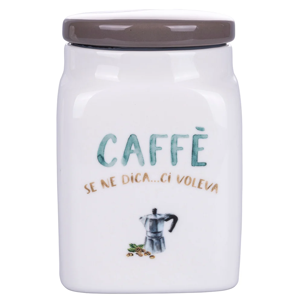 Barattolo Caffe 9,5x9,5x14,5 cm New Bone China VdE Tivoli 1996 Le Travisate Bianco