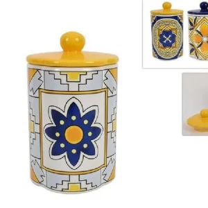 Barattolo Ceramica Decorata Fantasia Decoro Maiolica Colori Assortiti 19x11cm