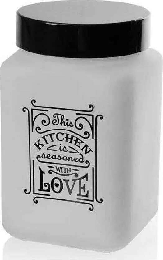 Barattolo Contenitore Vetro Bianco Quadrato Moderno Satinato 1,5lt 17cm 833519