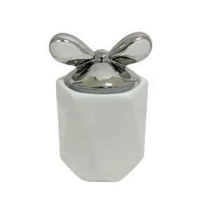 Barattolo porcellana bianco con tappo fiocco argento 1100ml