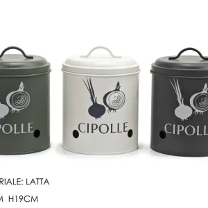 Barattolo porta cipolla con coperchio d.14xh19cm 3 colori assortiti