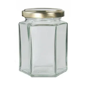 Barattoli Esagonali Vetro da 190 ml Contenitori per Miele con Coperchio Dorato Beekeeping Gear