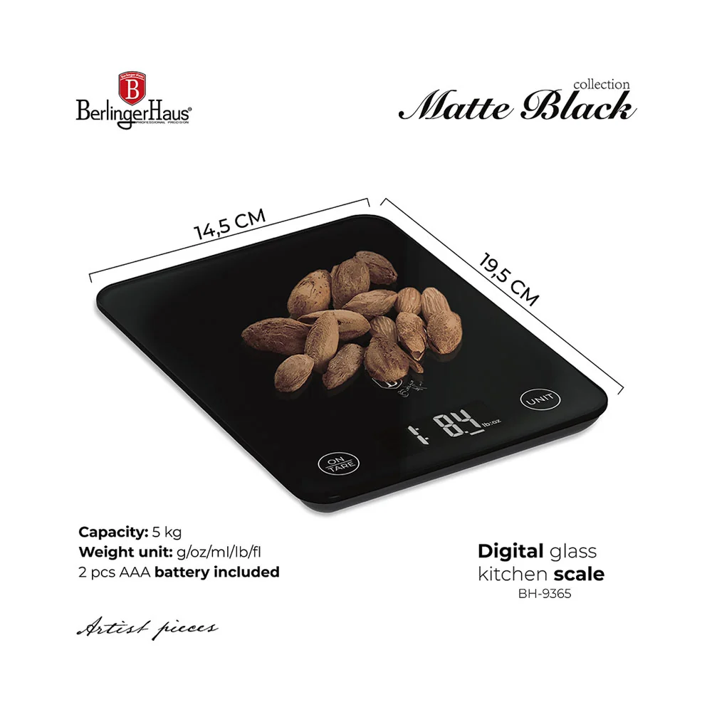 Berlinger Haus Küchenbedarf Haus Bilancia da cucina digitale max. Collezione Black Vantage da 5 kg