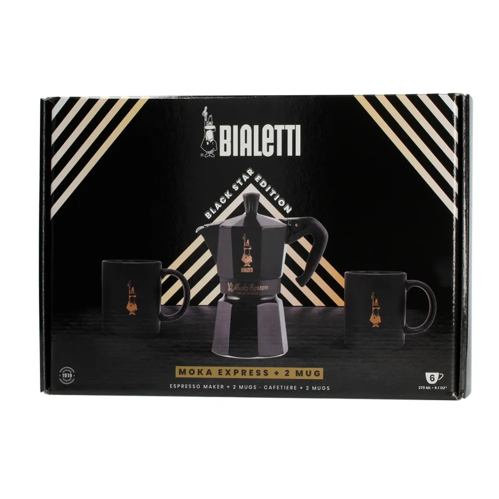 Moka Express Nera 6tz + 2 tazze Bialetti