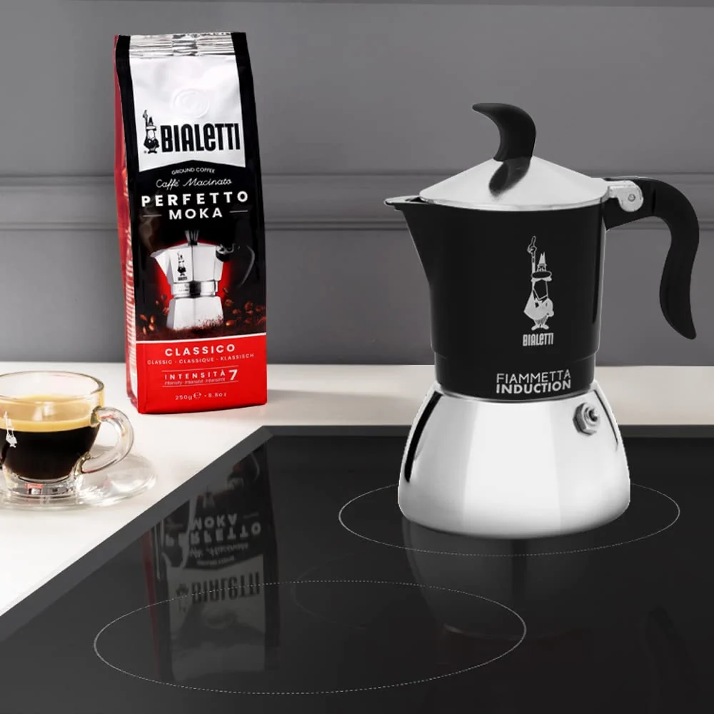 BIALETTI Moka Fiammetta Induction Nera | Caffettiera Adatta Piani Induzione 2 Tazze